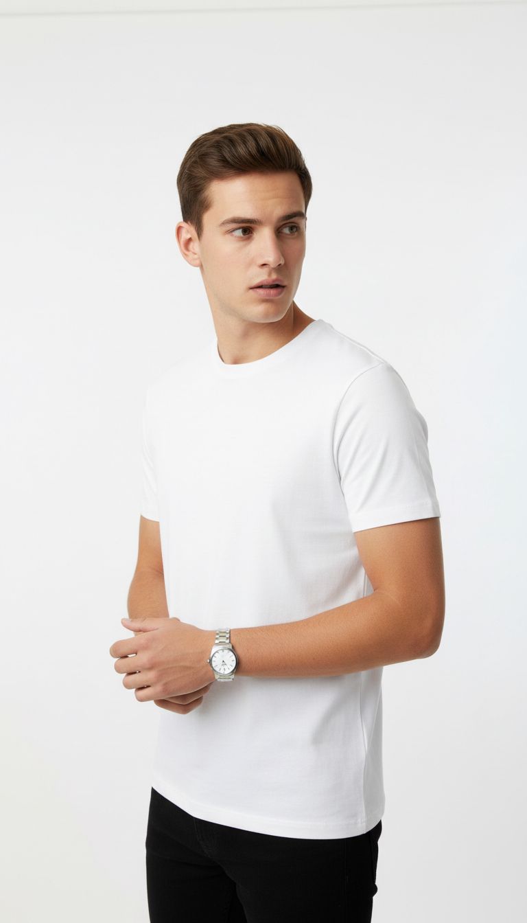 Remember Factory Beyaz Basic Erkek T-Shirt